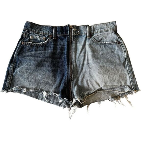 Revice Denim Two Tone Shorts Zipper Detail Made in USA LA Raw Hem Cut Off SZ 32 - Picture 3 of 16